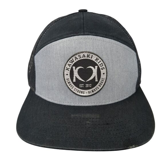 Kawasaki Kids Always Strong Always Brave Snapback Trucker Hat Black OS Mesh - Picture 1 of 9